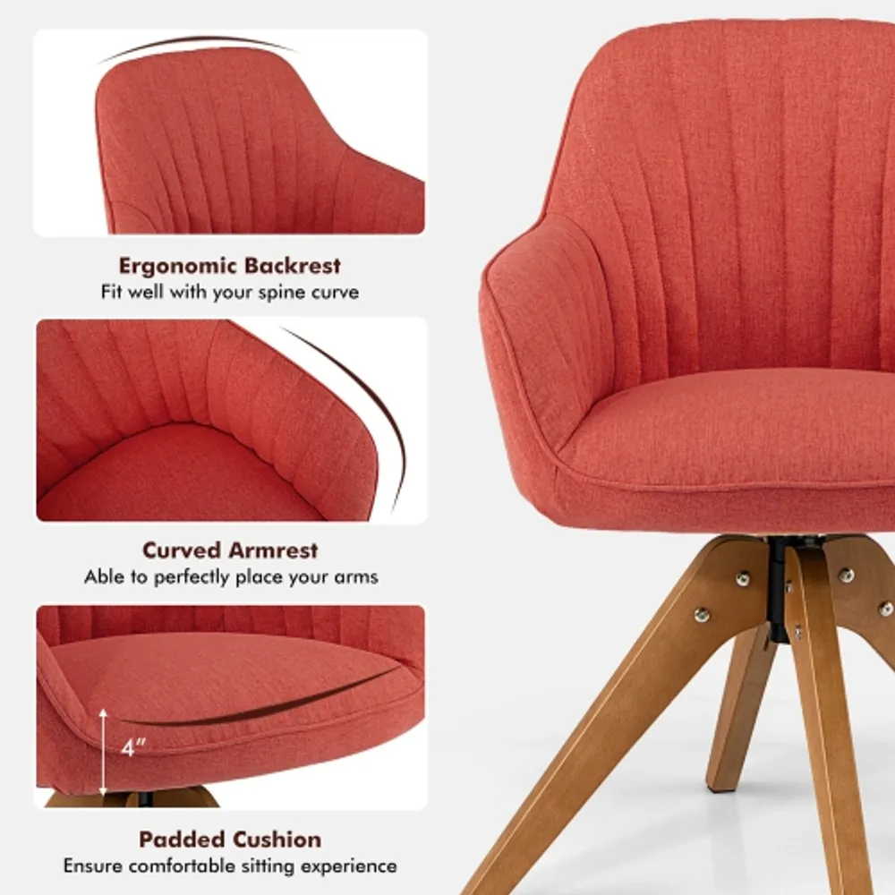 Gymax Set of 2 Swivel Accent Chair Modern Desk Armchair Home