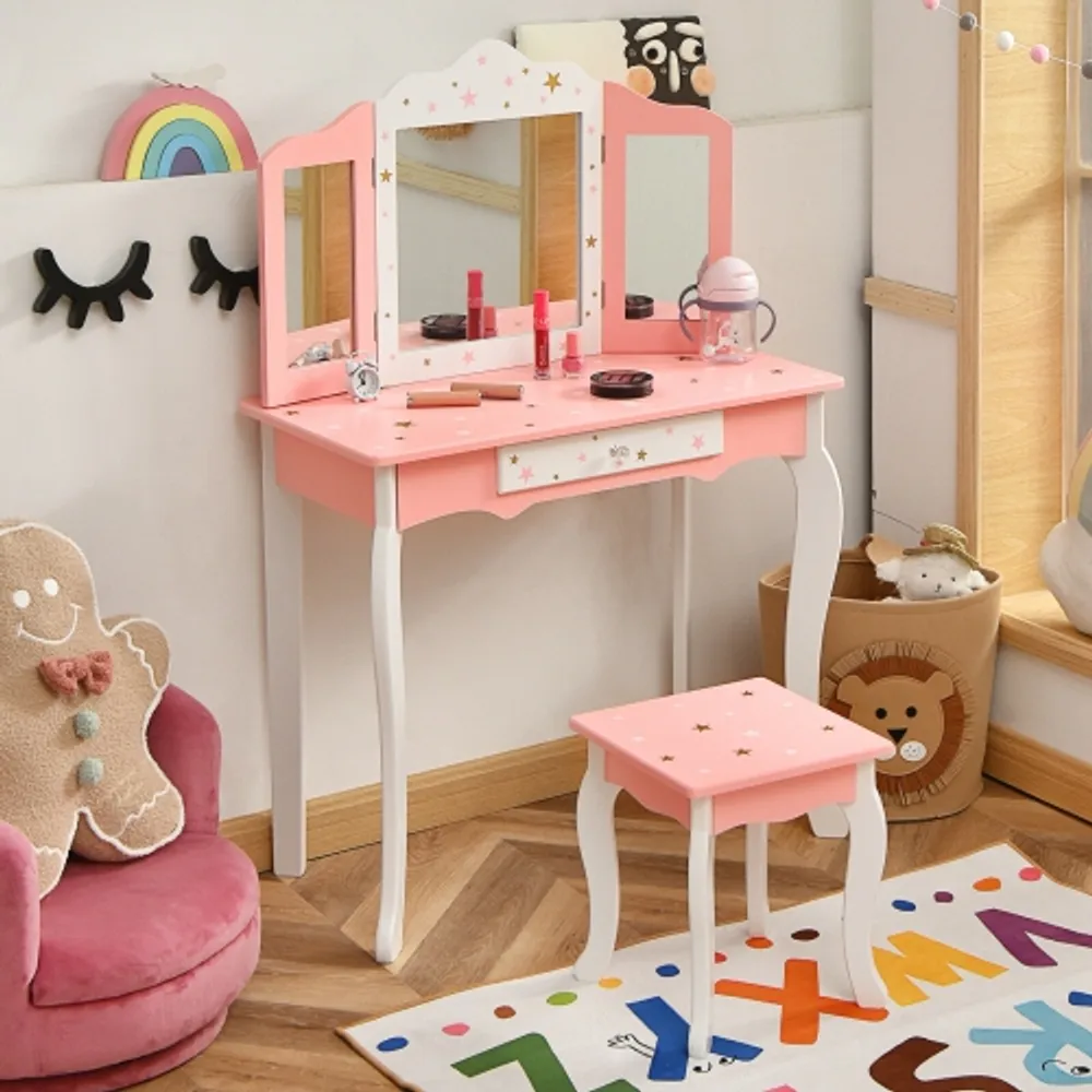 Kids vanity 2025 table and stool
