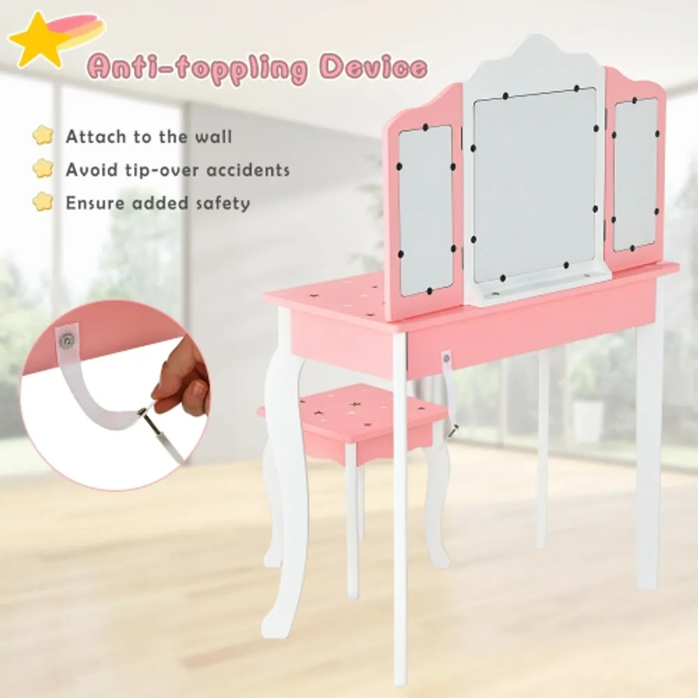 Kids vanity table deals and chair