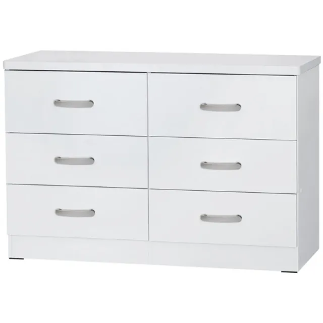 Pemberly row 6 drawer double shop dresser in white high gloss