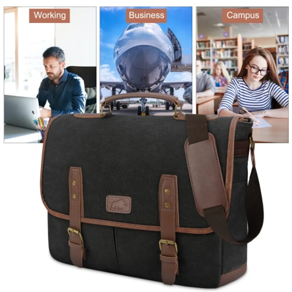 HLD Messenger Bag for Men 15.6 inch Canvas Laptop Bag Vintage