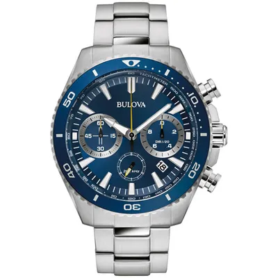 Bulova men's stainless best sale steel bracelet chronograph watch