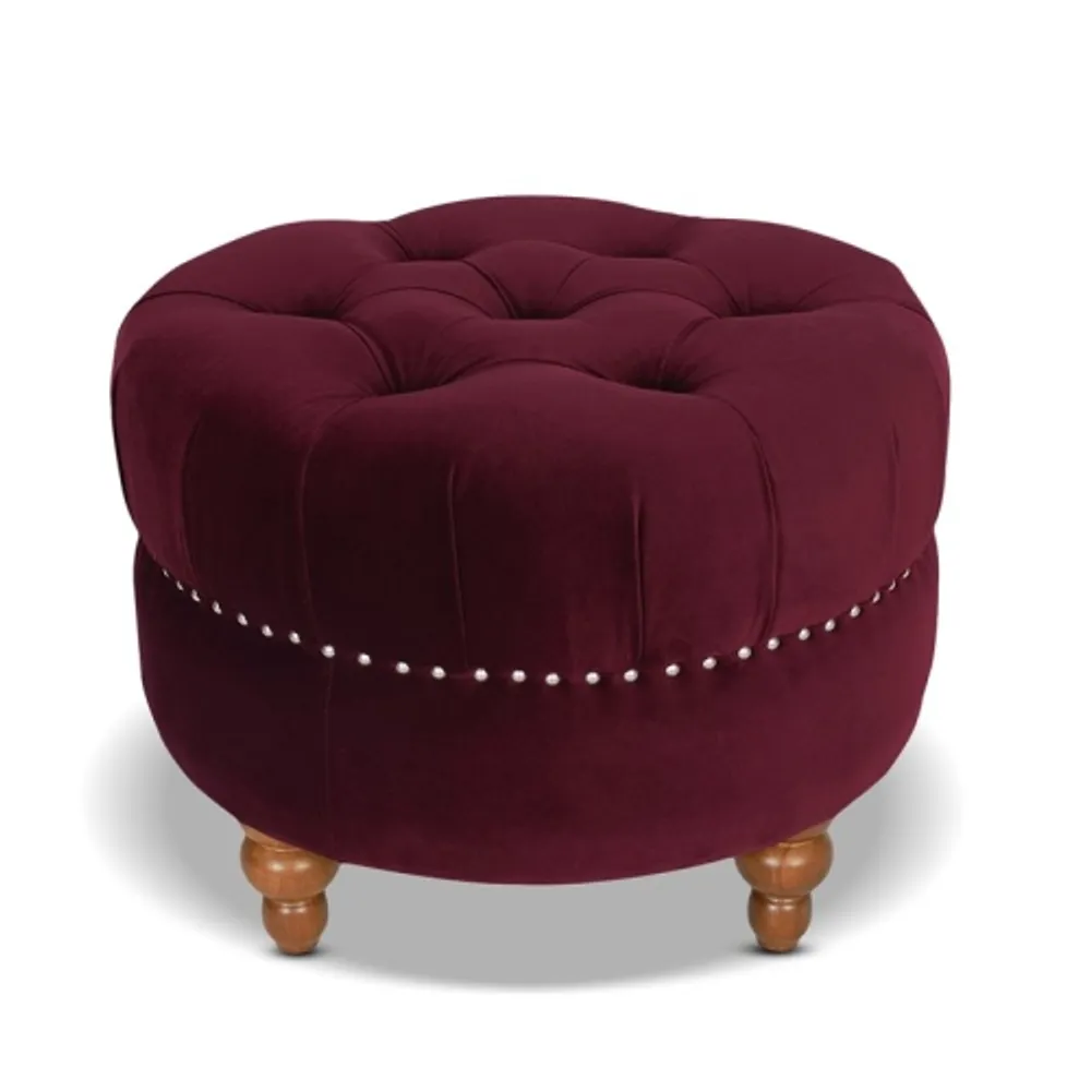 JENNIFER TAYLOR HOME La Rosa Victorian Tufted Round Ottoman