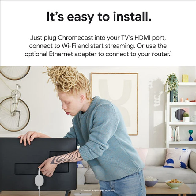 Chromecast with Google TV – 4K – Snow – Dado Cell