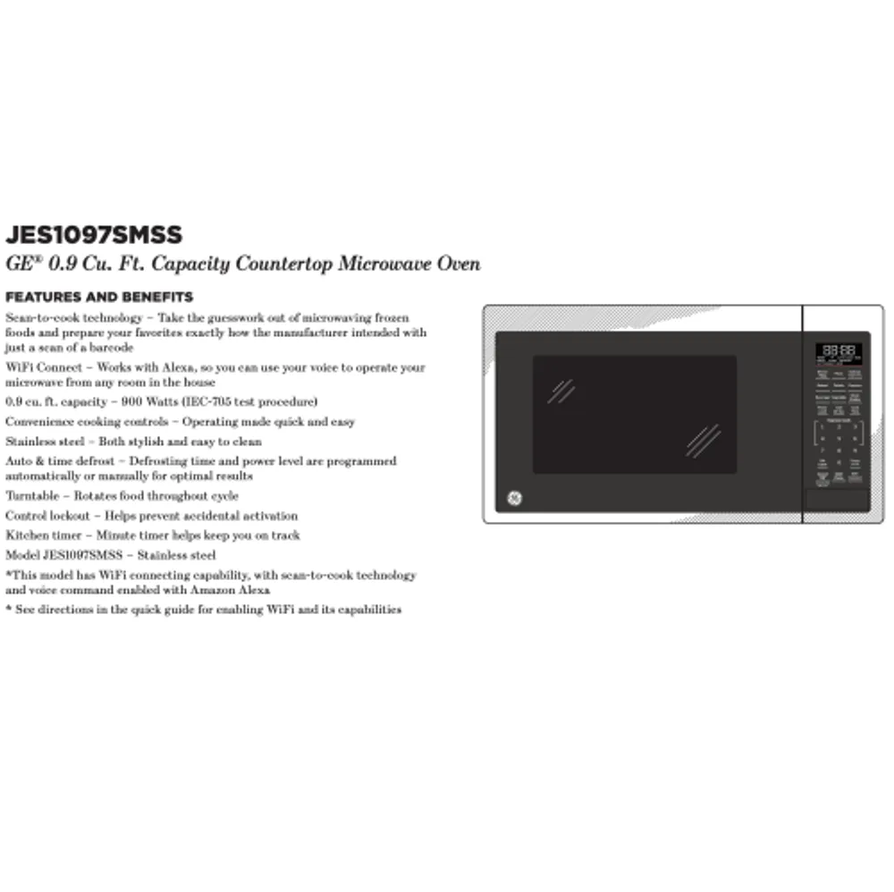 Ge 0.9 store cu ft microwave