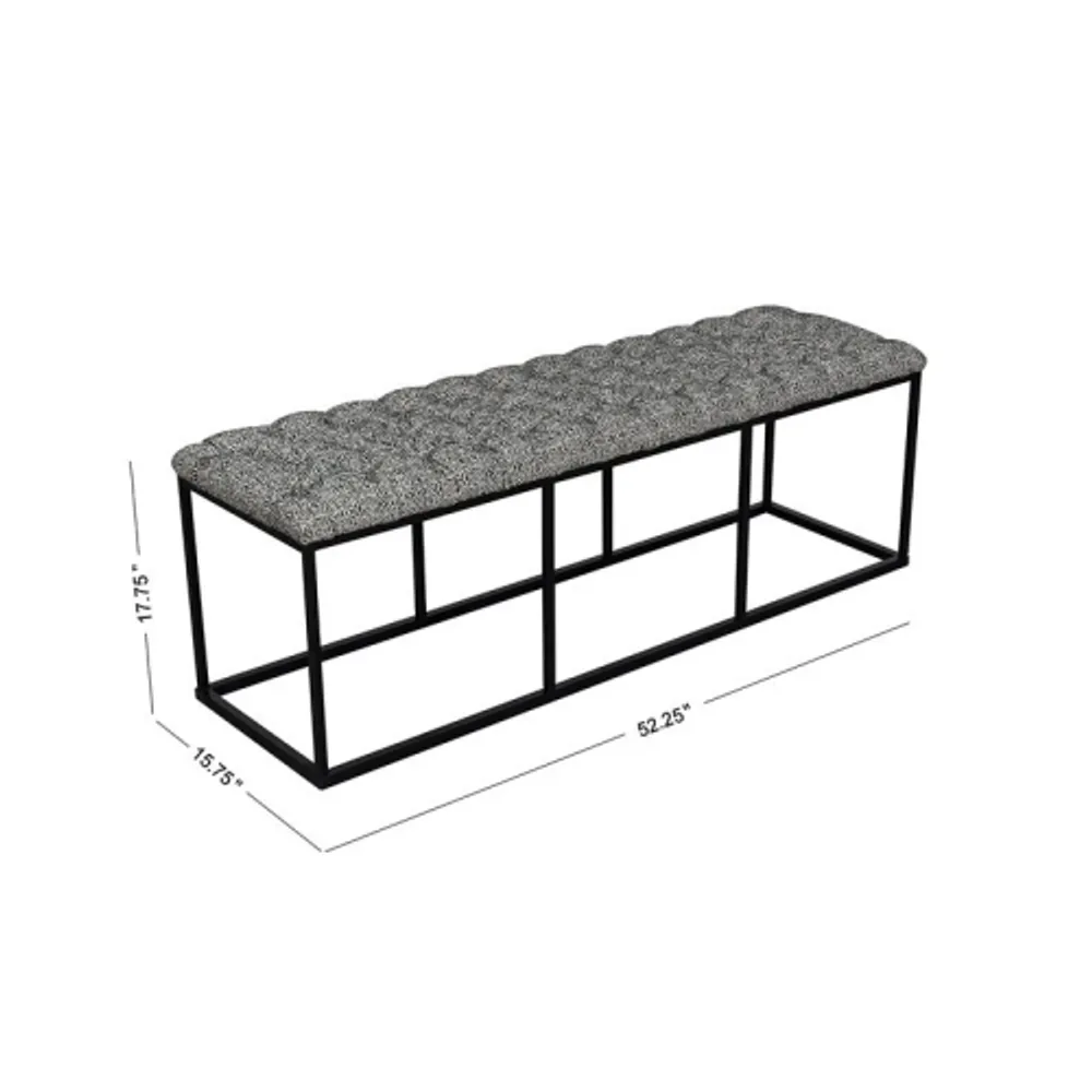HomePop Draper Modern Metal and Fabric Large Ottoman with Button