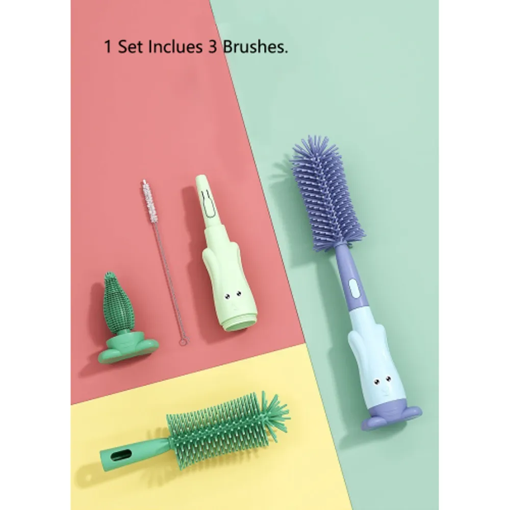 SMART LINK Baby Milk Bottle Cleaning Brush Set Cartoon Silicone