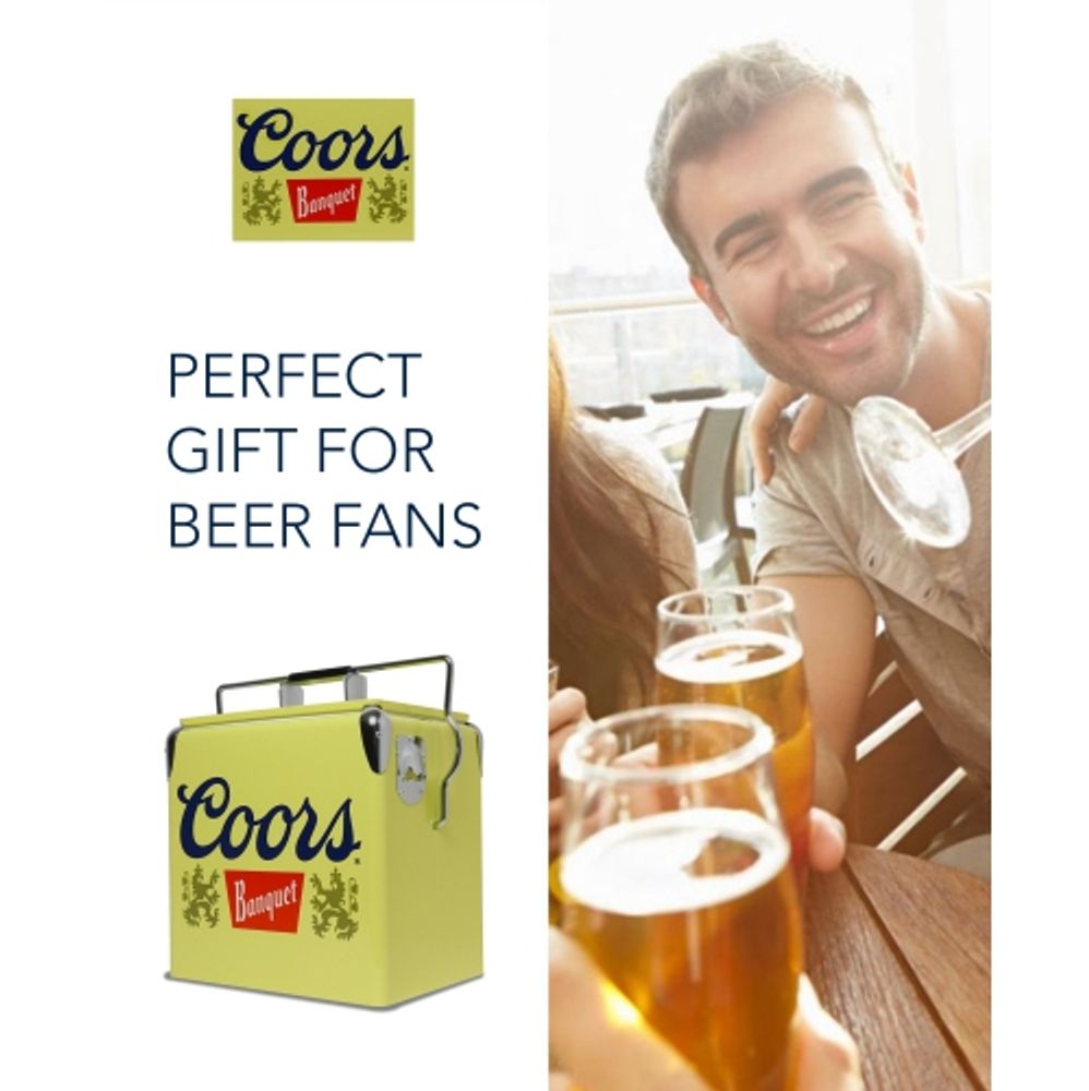 Coors Banquet Retro Ice Chest Cooler with Bottle Opener 13L 14 qt
