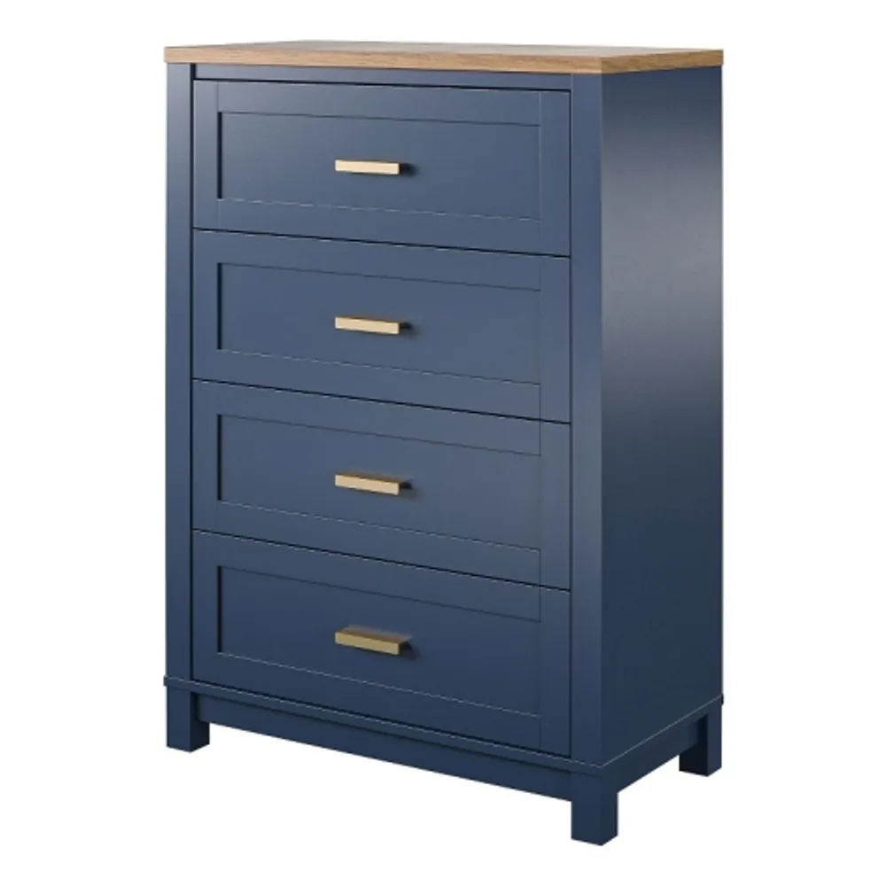 Ameriwood Home Armada 4 Drawer Dresser in Navy with Walnut top