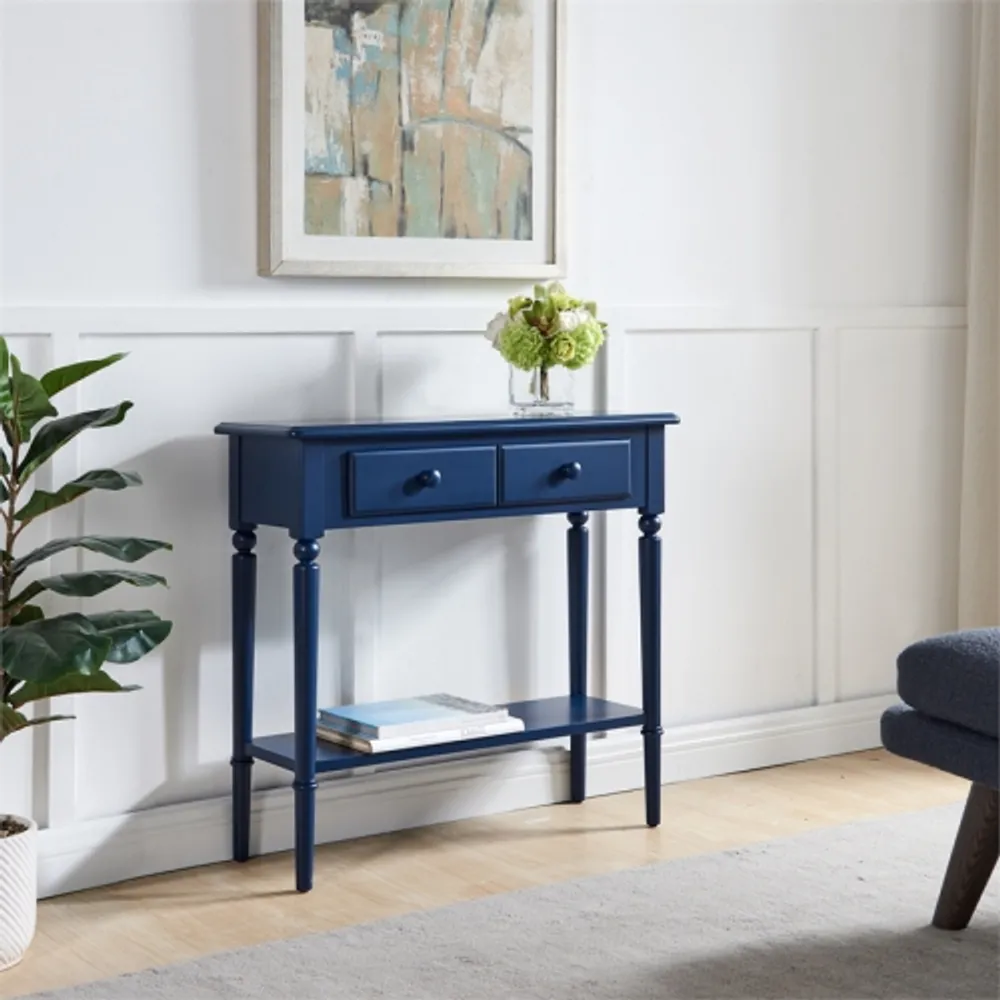 LEICK HOME Coastal Hall Console Wooden Table with Drawer Storage
