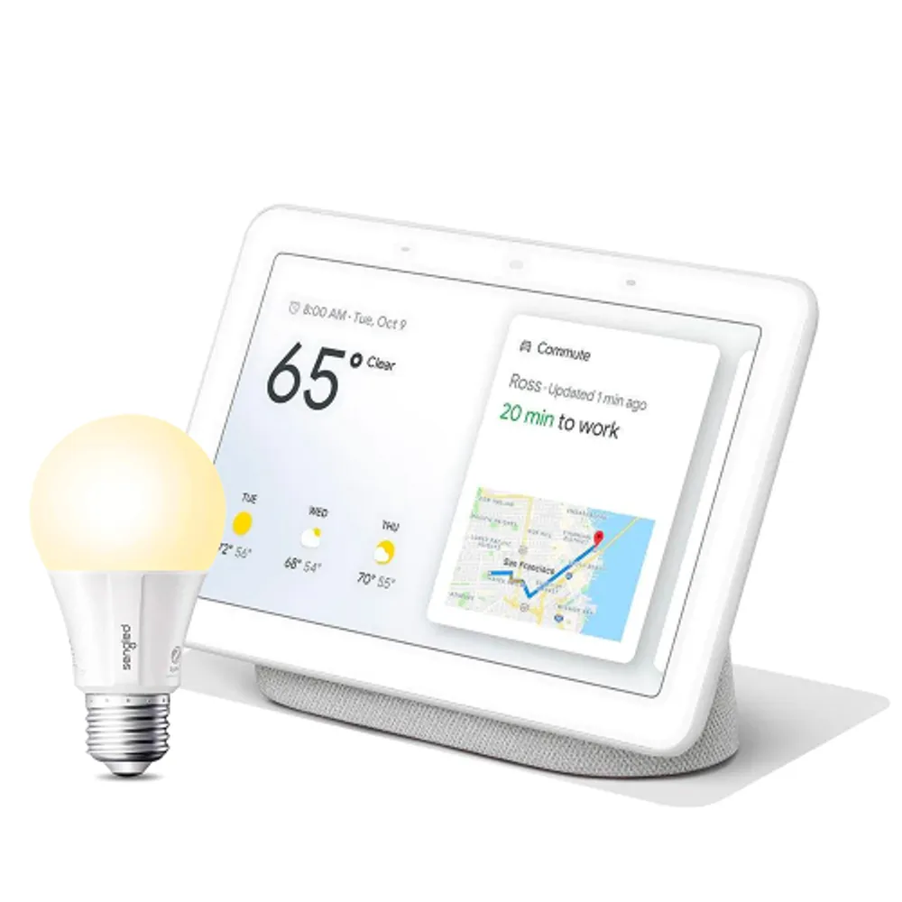 Google Hub 1st Gen with Google Assistant - Chalk + Sengled A19