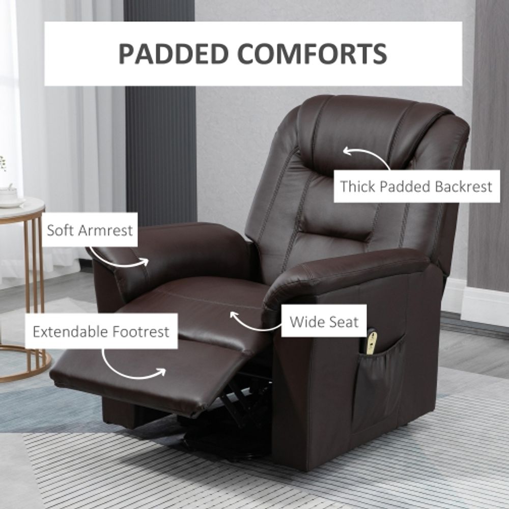 HOMCOM Electric Power Lift Chair for Elderly PU Leather Recliner