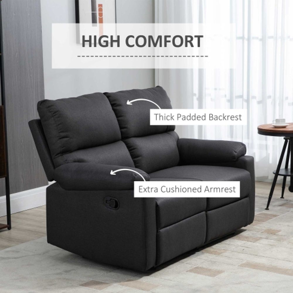 HOMCOM Loveseat Recliner Sofa 2 Seater Reclining Chair with