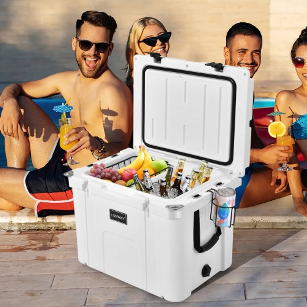 Costway 55 Quart Cooler Portable Ice Chest w Cutting Board Basket