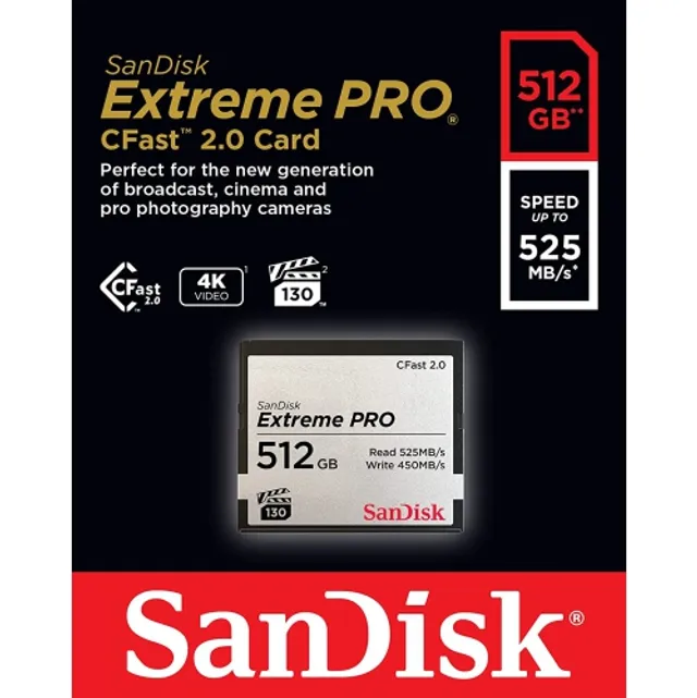 SanDisk 512GB Extreme PRO CFast 2.0 Memory Card - (SDCFSP-512G