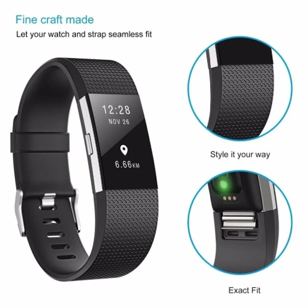 SUPERSHIELD Fitbit Charge 2 Bands Silicone Bracelet Strap