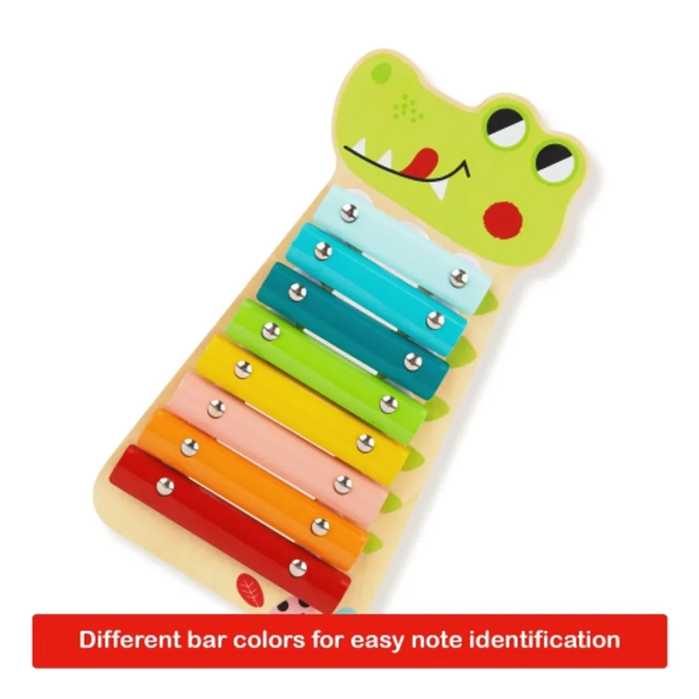 TOOKYLAND Wooden Alligator Xylophone Toy 3pcs Pretend Musical