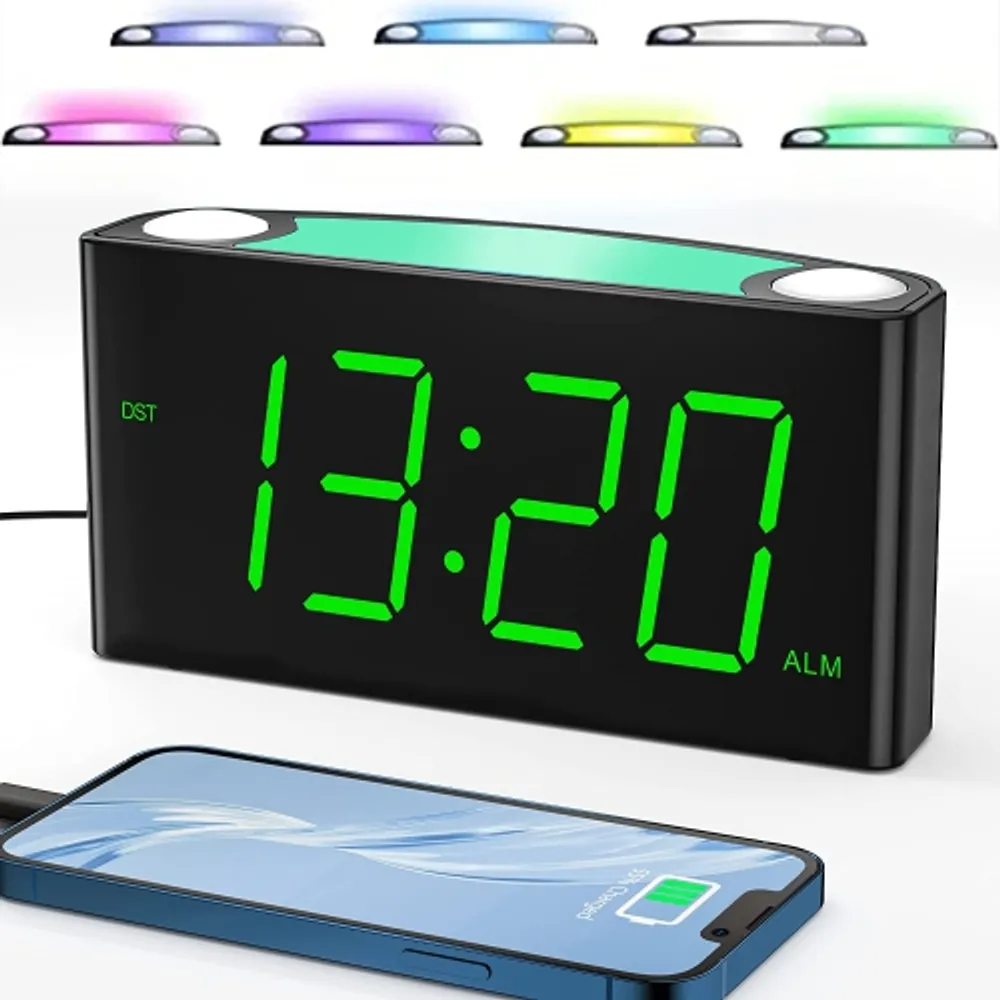 GENERIC Alarm Clock for Kids Teens 7 Color Night Light Digital