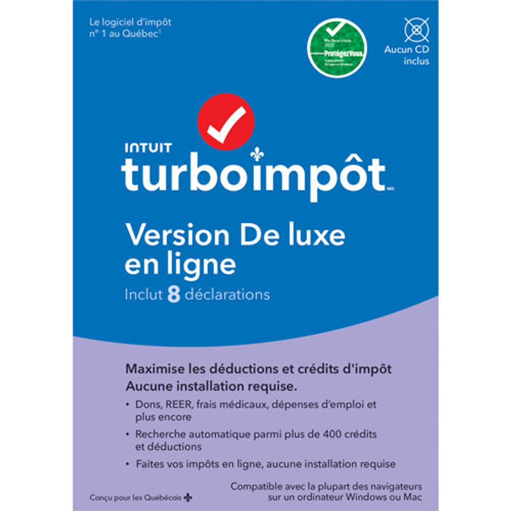 INTUIT TurboImpôt Deluxe Online Edition 2022 (PC) 8 Returns French