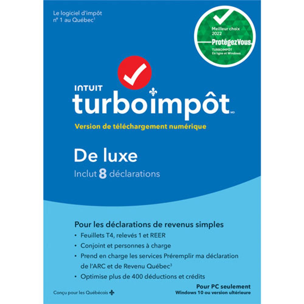 INTUIT TurboImpôt Standard 2022 (PC) 8 Returns French Digital