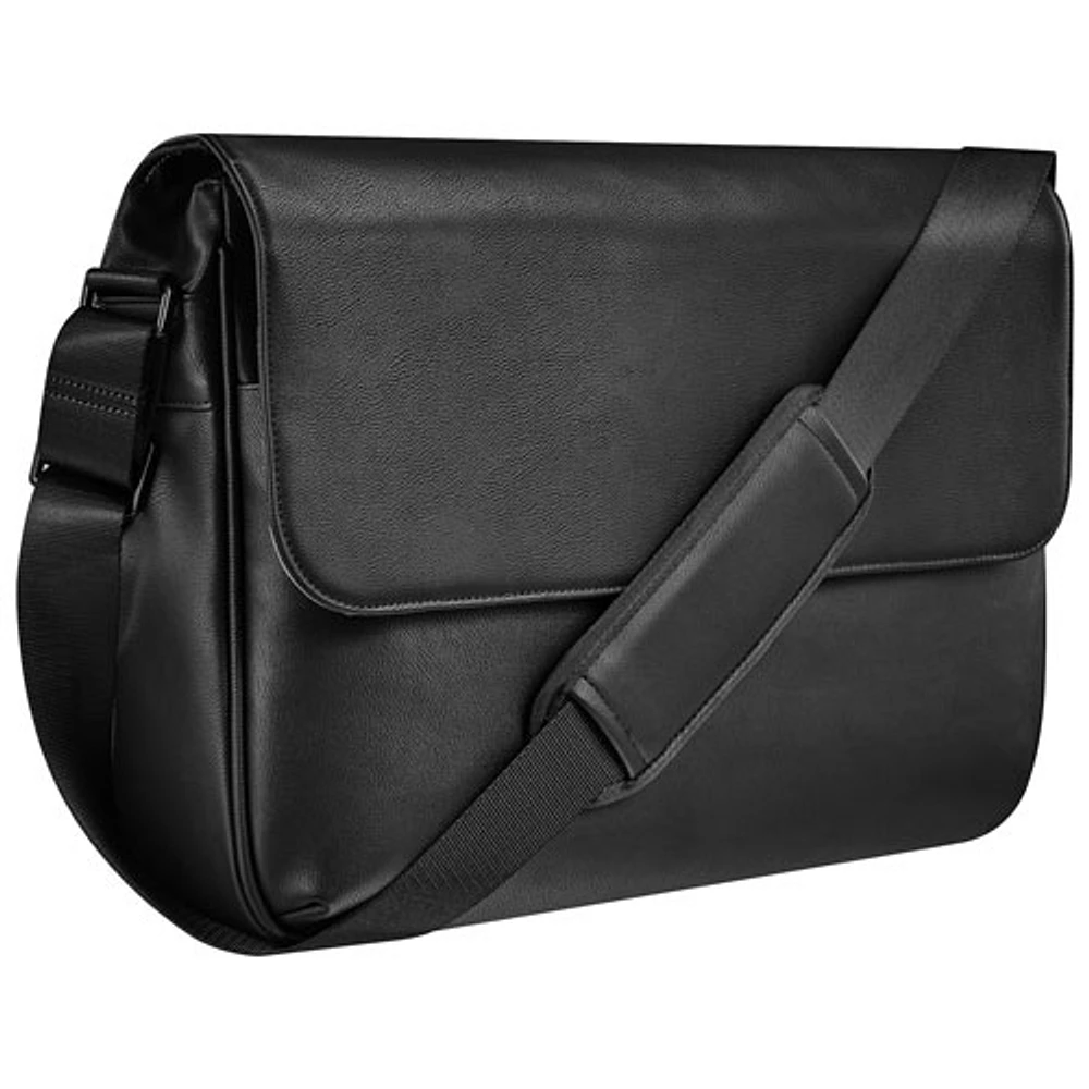 Black leather clearance laptop messenger bag