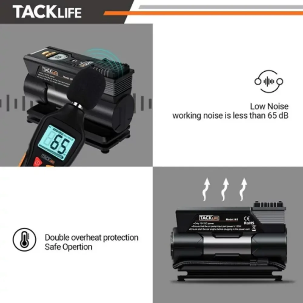 TACKLIFE M1 Tire Inflator DC 12V Mini Digital Air Compressor Pump