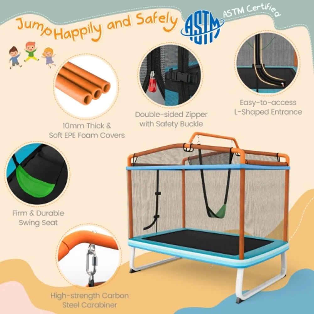 Kid trampoline with bar clearance
