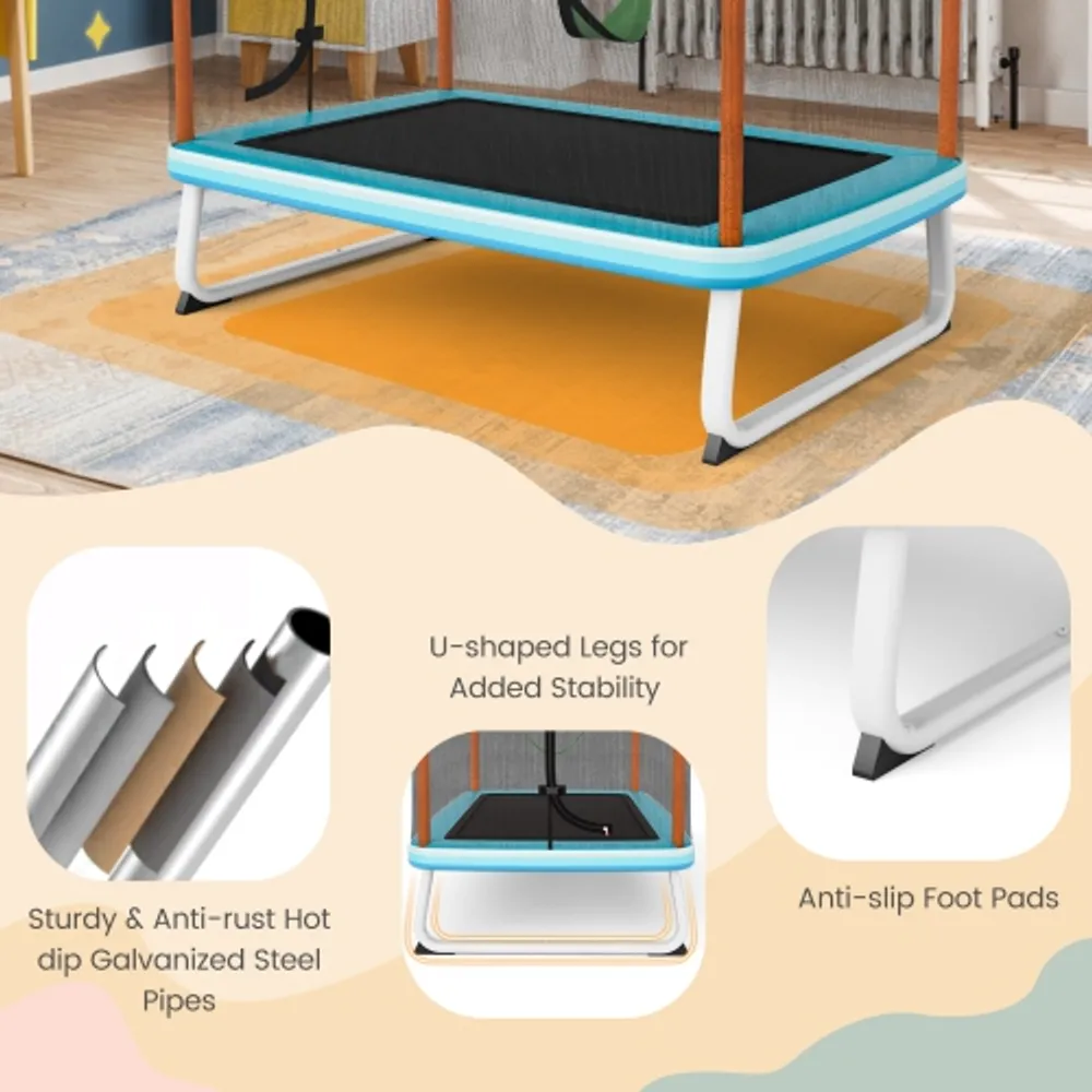 Topbuy 3 in 1 Kids Trampoline w Swing Horizontal Bar 6FT