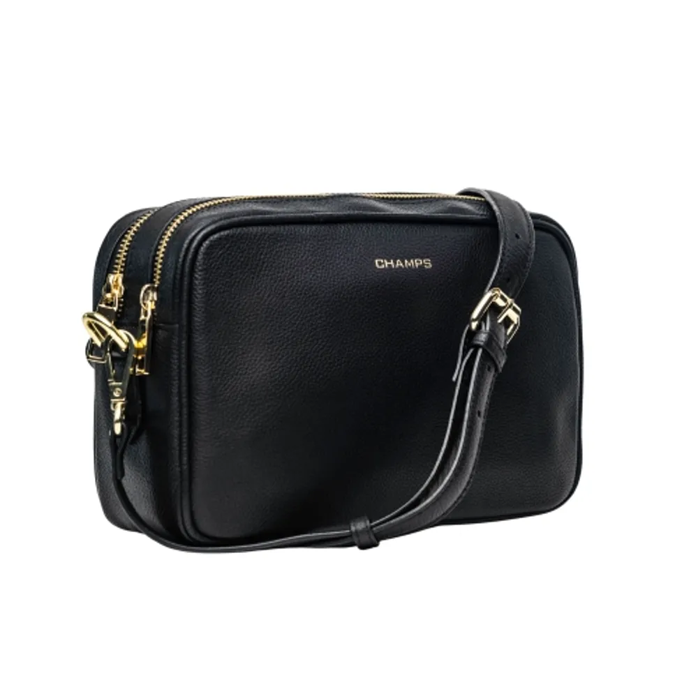 CHAMPS Gala Collection Leather Double Zip Shoulder Bag