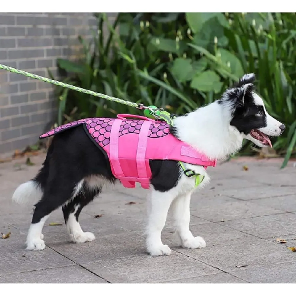 Pink shark dog life jacket hot sale