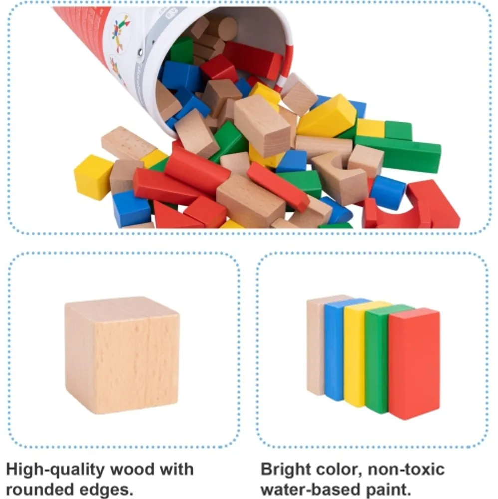 TOOKYLAND Wooden Building Blocks Set 100 Piece Wood Stacking