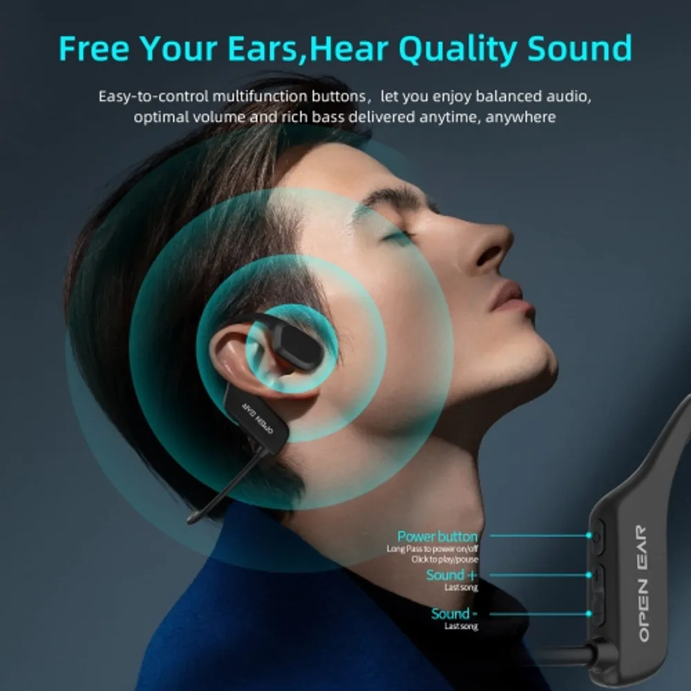 HLD Bone Conduction Headphones Wireless,Open Ear Bluetooth
