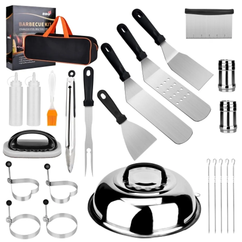 HLD 24PCS Professional BBQ Griddle Tool Kit for Flat Top Grill