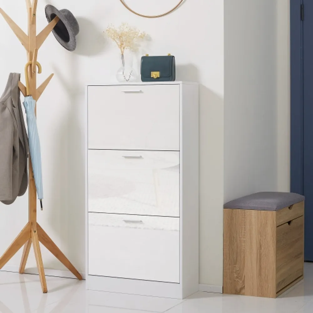 Narrow shoe top cabinet entryway