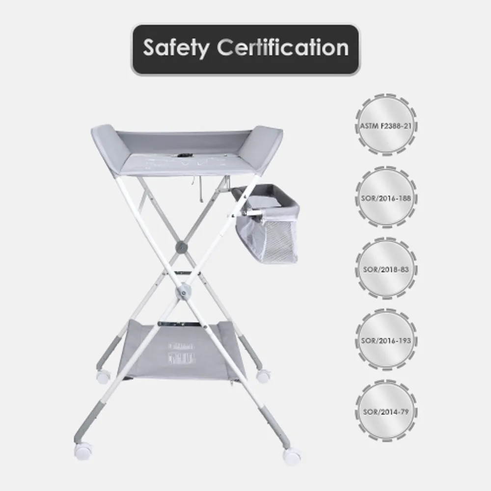 LIVINGBASICS Portable Baby Change Table with Wheels Folding