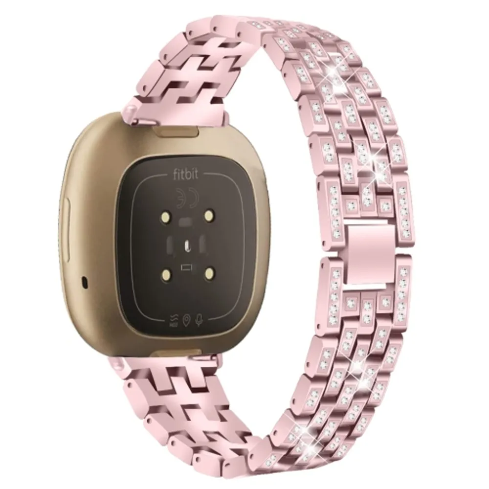 2 Pack Compatible with Fitbit Versa 4 Band Fitbit Sense 2 Bands with Case Bling Strap Bracelet with Cover for Fitbit Versa 4 Women