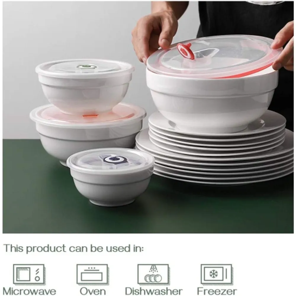 Porcelain serving bowls with lids sales