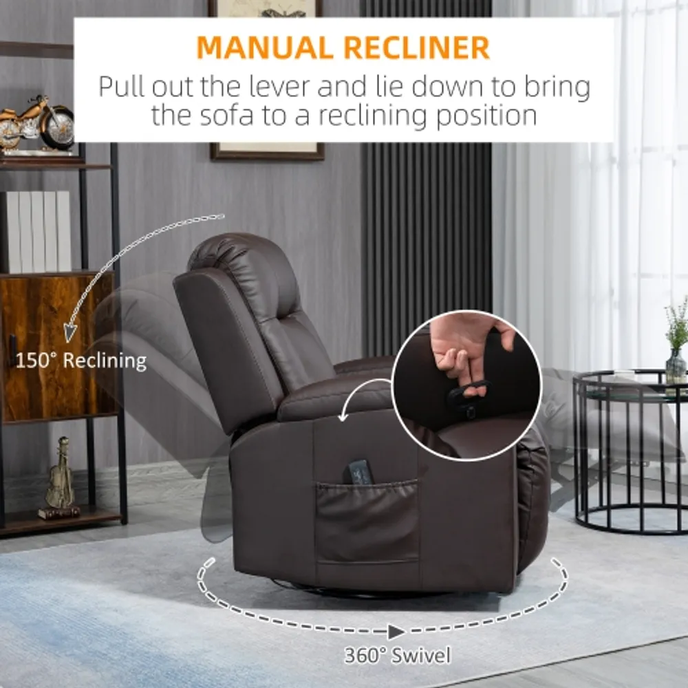 HOMCOM Massage Recliner Chair for Living Room with 8 Vibration