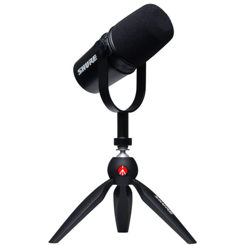 Shure MV7 Dynamic Podcast USB Microphone with Stand - Black