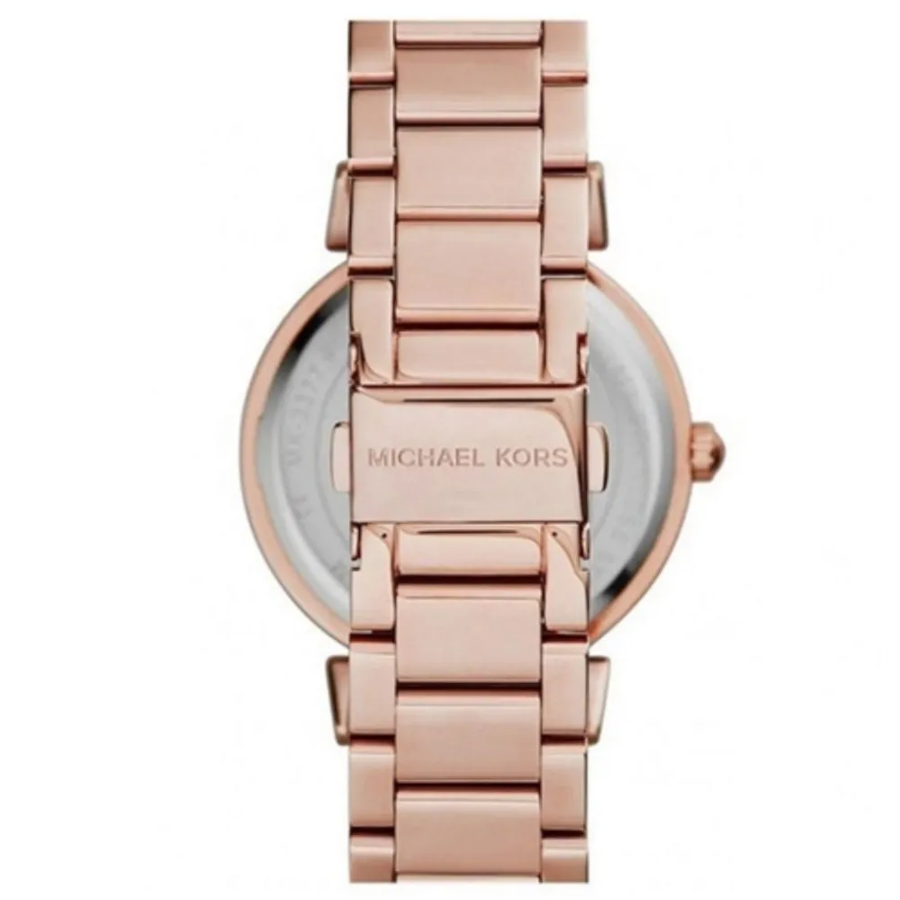 Michael Kors Caitlin Red Dial Rose Gold Stainless Steel Strap