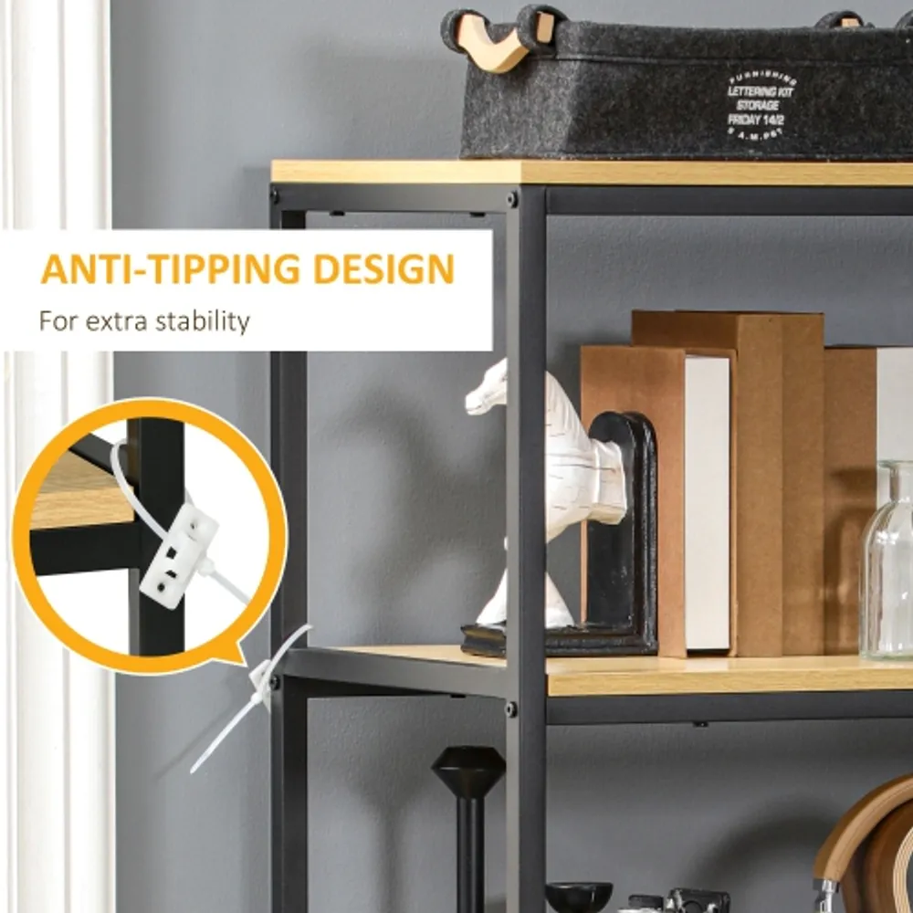 HOMCOM 4 tier Storage Shelving Unit with 2 Fabric Drawers Modern