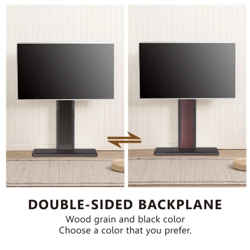 FITUEYES TV Stand with Solid Wooden Base and Concealed Storage for