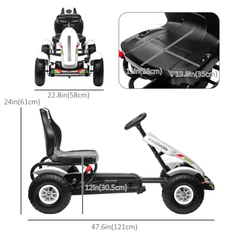 Aosom Pedal Go Kart for Kids, Pedal Car with Adjustable Bucket