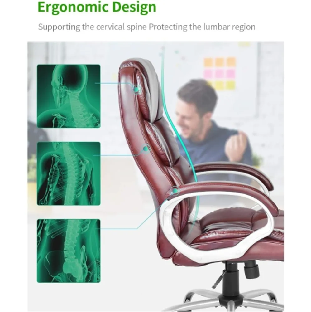 Bestoffice ergonomic pu leather high back office chair top