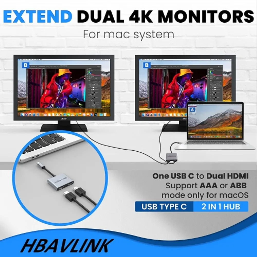 GENERIC USB C to Dual HDMI Adapter for Dual Monitor Dual Monitor