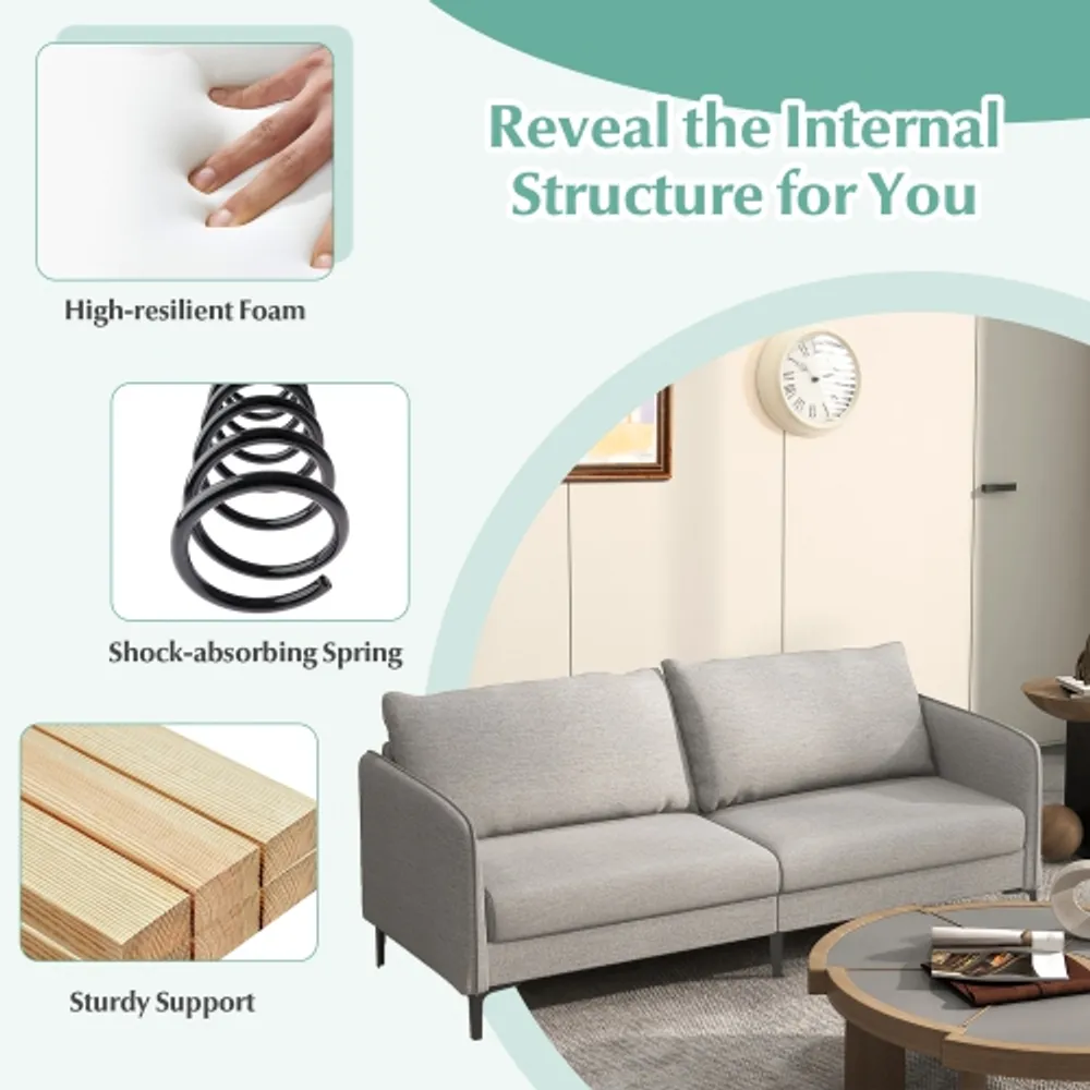 Costway armless loveseat sofa fabric settee clearance bench bed chair wooden leg living room