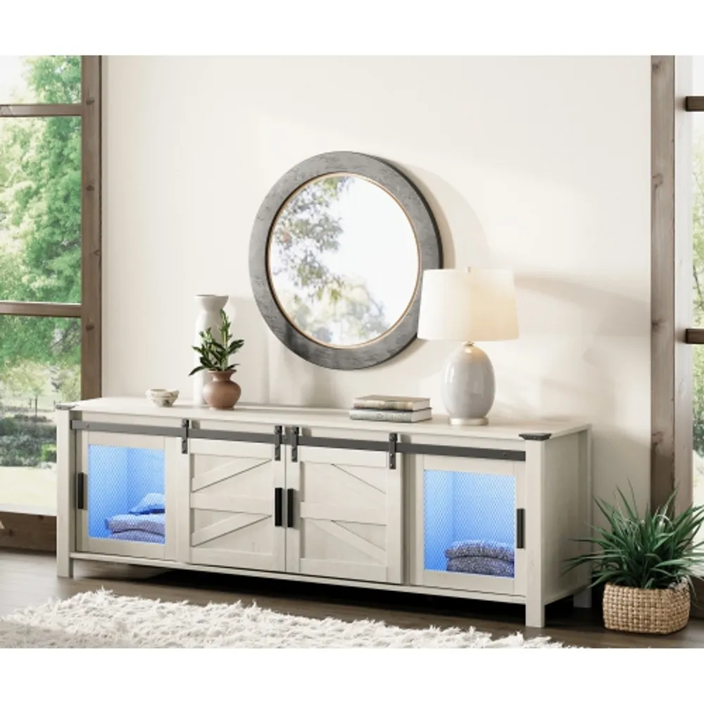 Antique white deals farmhouse tv stand
