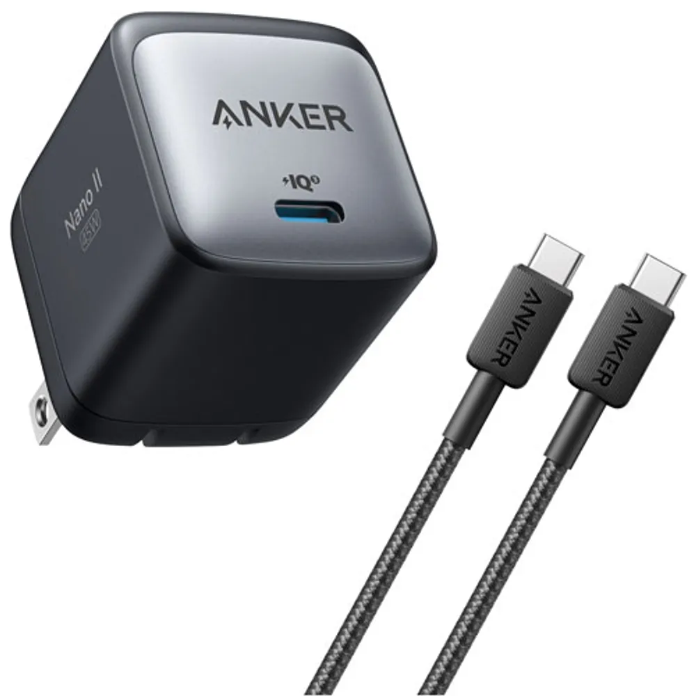 Anker Nano II 45W USB-C Wall Charger with USB-C/USB-C Cable