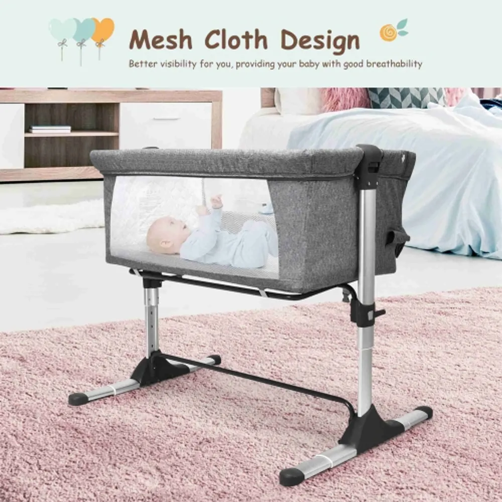Costway foldable baby crib playpen travel infant bassinet bed mosquito net music w bag hotsell