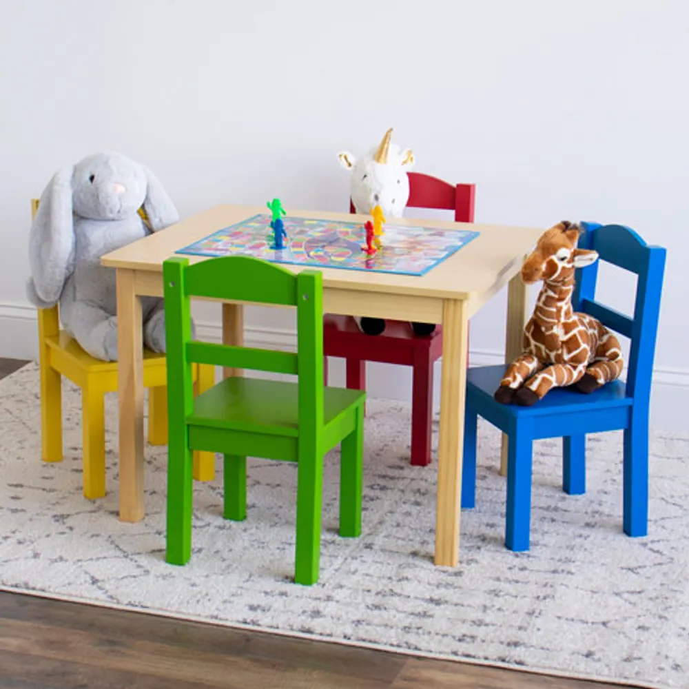 Humble Crew 5 Piece Kids Table Chair Set Primary Natural